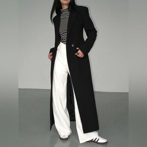 Commense Black Pocket trench coat